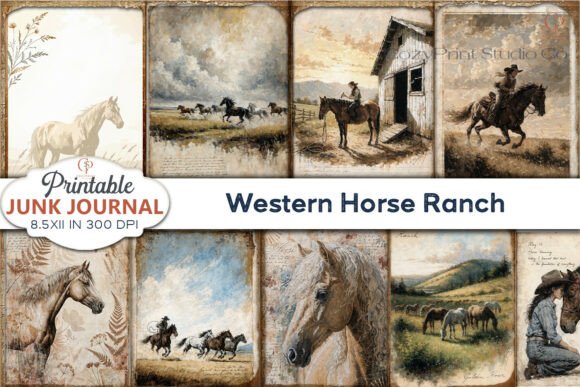 Authentic Western Horse Ranch Junk Journal Pages for Crafters