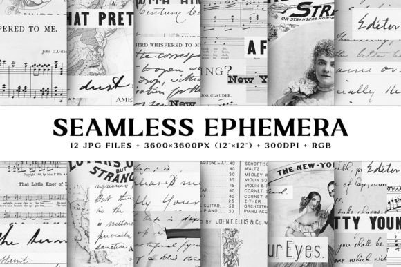 Black & White Seamless Paper Ephemera: Your Next Creative Asset
