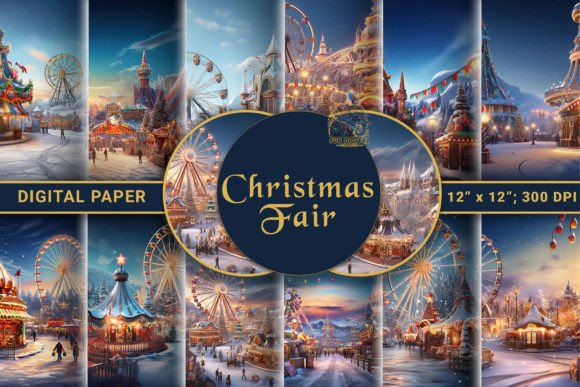 Enchanted Winter Fair Digital Papers: Festive Design Assets