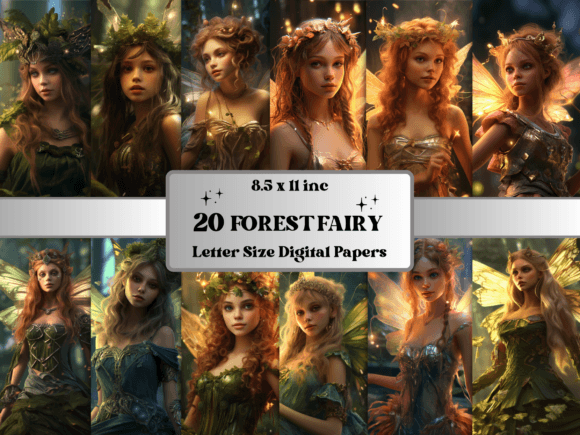Forest Fairy Fantasy Digital Paper Set for Enchanting Projects