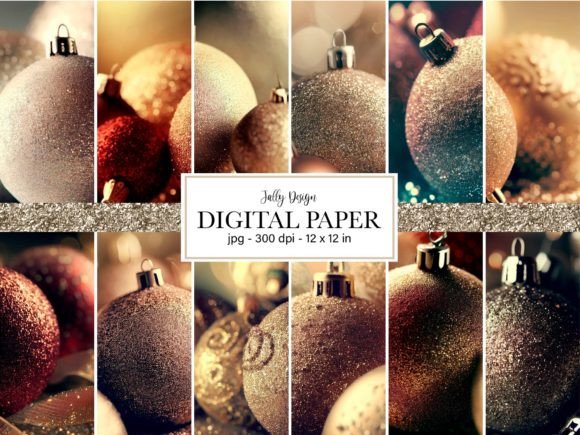 Glittery Christmas Ornaments Paper: A Digital Asset for Festive Design