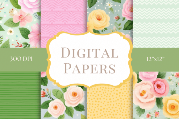 Spring Garden Digital Papers: Fresh Florals for Your Projects