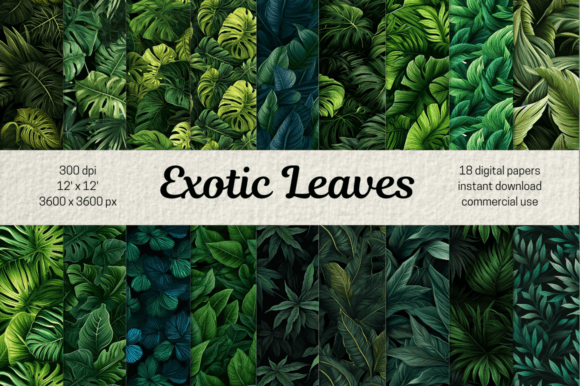 Tropical Leaves Digital Paper: Your Exotic PNG Design Toolkit