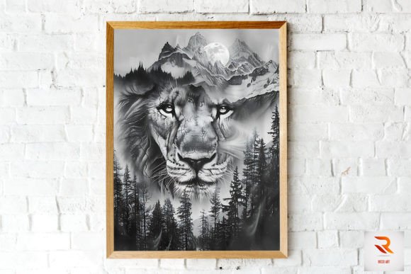 Unveiling the Fantastic Lion Double Exposure Wall Art