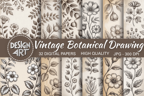Vintage Botanical Drawing Backdrop: Timeless Elegance for Modern Design