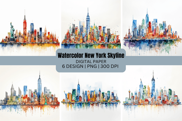 Watercolor New York Skyline Background: A Designer's Dream Asset