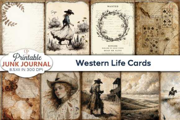 Western Life Cards Junk Journal Pages: Rustic Charm for Your Creative Projects