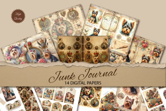 Yorkshire Terrier Junk Journal Kit: A Designer's Delight for Dog-Themed Projects